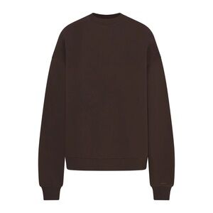 Skims Cotton Boyfriend Fleece Crewneck Espresso Sz XL